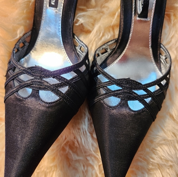 Chinese Laundry Blaze Women's Satin Stilettos w/ Straps Black - Picture 6 of 8